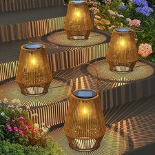 Solar Light Lantern Vintage Hanging Outdoor Garden Waterproof Patio Pathway 4pcs