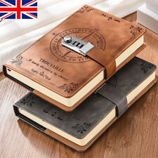 PU Leather Journal Diary with Password Lock Lined Notebook for Unisex Adult Kids