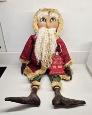 Handmade OOAK Primitive Santa Cloth Rag Doll By Artist Karen (Earth Angel)