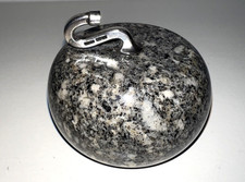 Vintage Mini  Granite Curling  Stone Paperweight Stamped Handle A.B.D./N & S