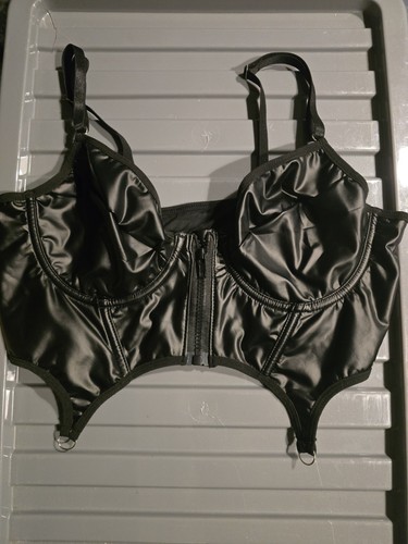 Faux leather corset bra top - leather,