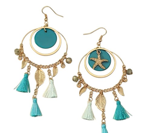Teal gold starfish shell - &,