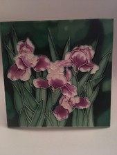Large Wall Tile Plaque Floral Design Irises (A13)