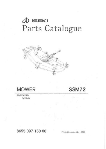 Iseki mower ssm60 parts manual - mower,