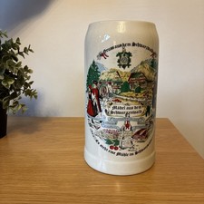 German Oktoberfest Stoneware Bier Stein – 1 Litre – Rare Black Forest Design