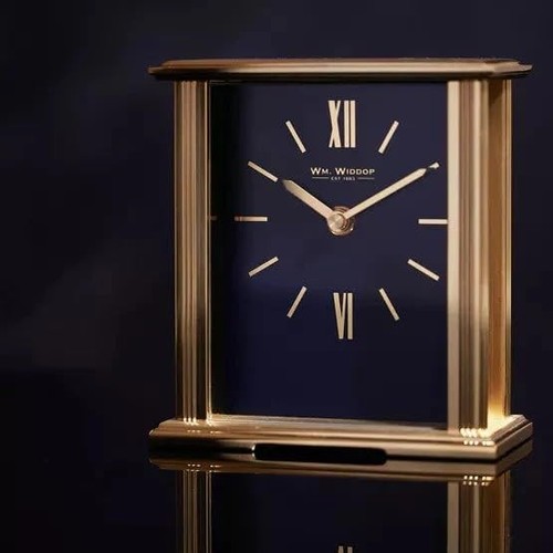 Gold mantel clock navy face - mantel,