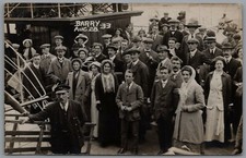 Postcard Group On Ship Barry Wales Unused Real Photo RP RPPC 28th Aug 1933