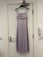 Zara lilac satin pleated front midi dress size small