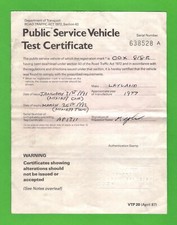 PSV Test Certificate 1991/2 -