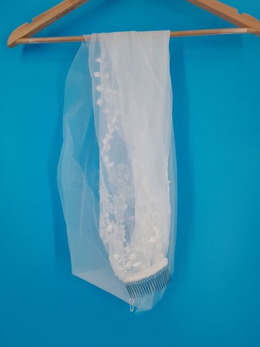 Bridal ivory veil comb - veil,