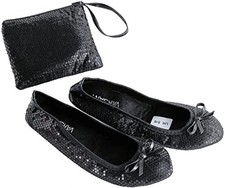 Roll Up Satin Shoes - Foldable Pumps Flats Ballet Dance Ladies After Party Shoes