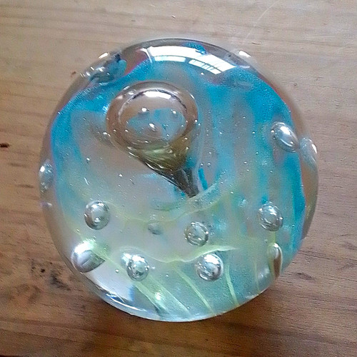 Blue clear art glass bubble - blue,