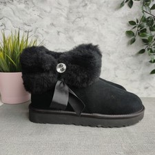 Ugg Cinched Fur Mini Boots. UK Size 5. Black 