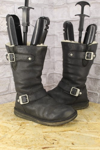 Black leather sheepkin - leather,