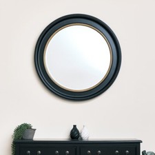 Large Round Black & Gold Wall Mirror 80cm x 80cm vintage antigue wall decor