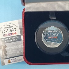 Pobjoy Mint - 75th Anniversary Of D-Day Gibraltar Silver Proof 50p Coin + COA