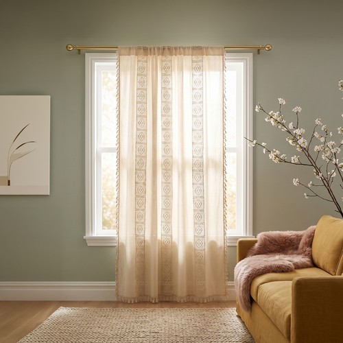 Net knitted curtain panel - knitted, slot