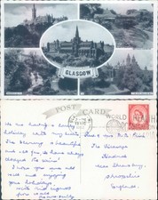 Glasgow Cathedral and landmarks Valentine's 1962 postmark Cities Towns
