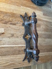 Victorian Gothic Church Wrought Iron Door Pull with Twisted Acorn Finials Handle