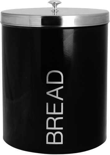 Metal bread bin black - bin,