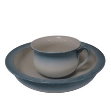 Antique Ceramic Wash Bowl And Chamber Pot Matching Set Blue White Preloved