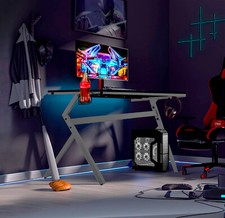 Neo Desk Gaming Table Ergonomic with Headphone Hook Cup Holder Cable Management