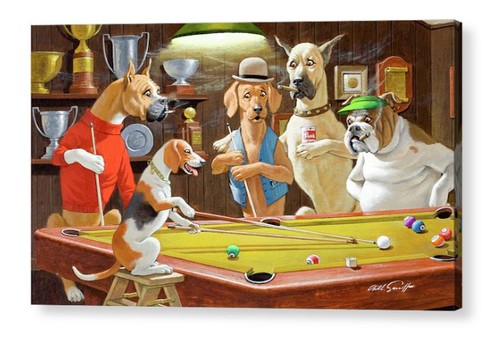 Dogs playing pool - dogs,