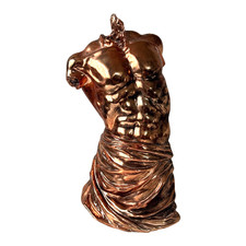 Male Torso Bust Grecian Man Copper Colour Ceramic Statue Figurine Home Decor Man