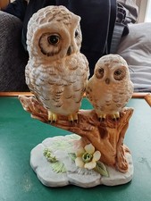 Snowy Owl With Chick Ceramic