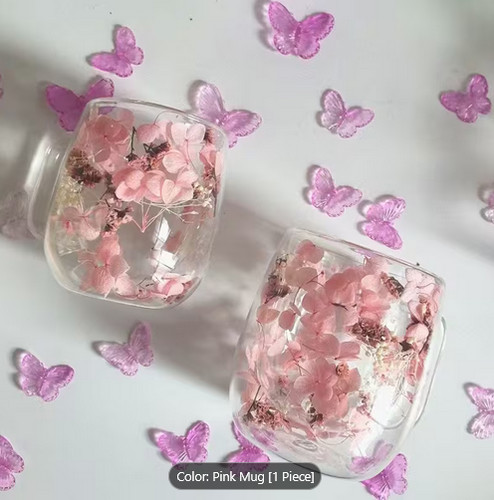 Double walled glass cup - cup, dried
