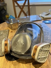 3M SJL ZW 6800 DUST PAINT MASK WITH CLIP ON FILTERS RUBBER FULL FACE MASK BRAND