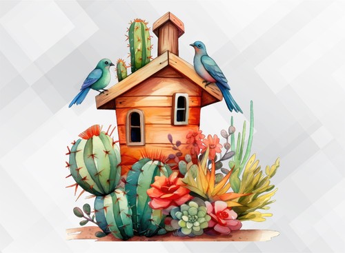 Watercolour dove house wall - watercolour,