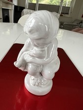 White Ceramic Figure Of A Woman And Goose