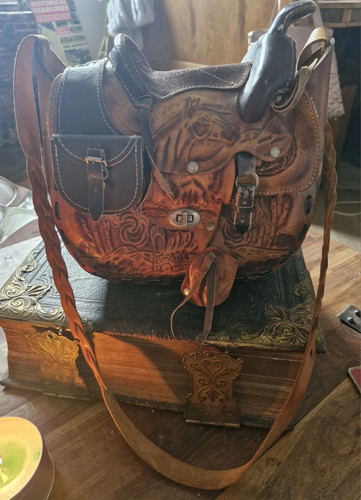 1960s hand tooled - 1960s, leather