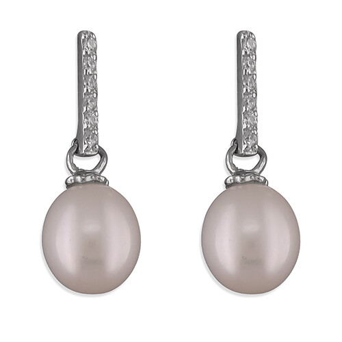 Silver pearl diamond drop - pearl,