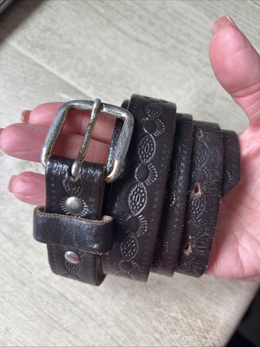 Vintage tooled leather - leather, belt