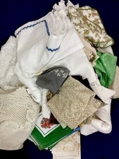 Job Lot 9.2kg  Mixed Vintage Linens Upcycle Craft Textiles Tablecloths etc #Z