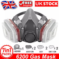 7 IN 1 Gas Mask Full Face Respirator Paint Spray Chemical Facepiece Safety NEW