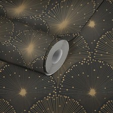 Art deco Retro Zamia Fan Black