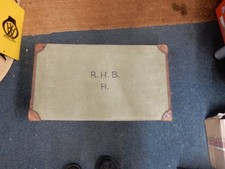 Vintage green canvas suitcase - vintage,