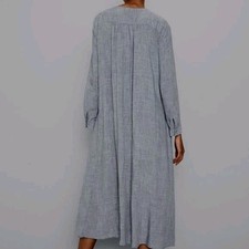 Zara Voluminous Maxi Dress Size XL Flowy Lightweight Long Sleeves Grey BLOGGER