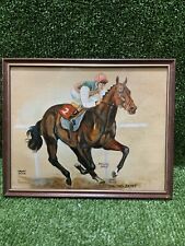 Janet Brook Oil on canvas Dancing Brave Horse Grand National Prix ArcDe Triomphe
