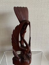 Hand Carved Crane Or Heron Indonesian Red Wood - Marked Bali Approx 24cm Tall