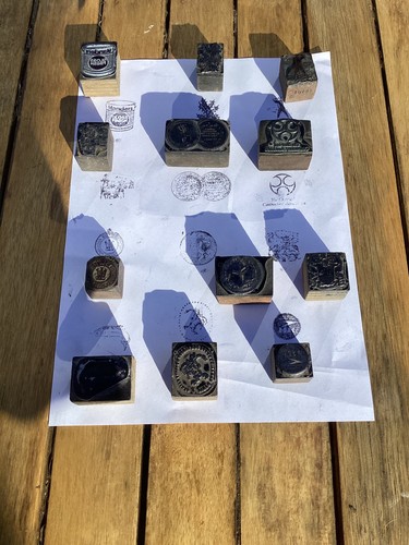 Vintage wood printing blocks - printing,