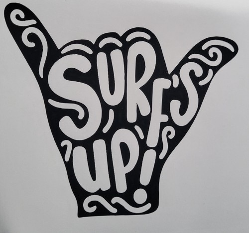 Surf wave decal vinyl - surf's, up