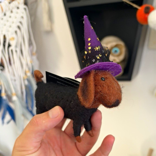 Mini felt dachshund dog with - felt,