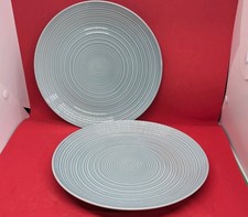 2 x Denby Impression 24cm Breakfast/Salad  Plates Light Green Concentric Circles