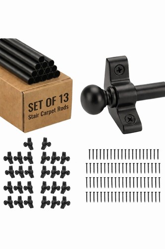 Black stair carpet rods - black, –