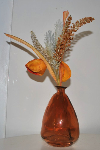 Orange hand blown - hand-blown, vase-