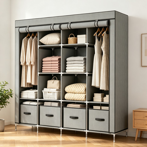 Large fabric canvas wardrobe - large,
